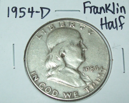 1954-D Franklin Half Dollar Silver Coin