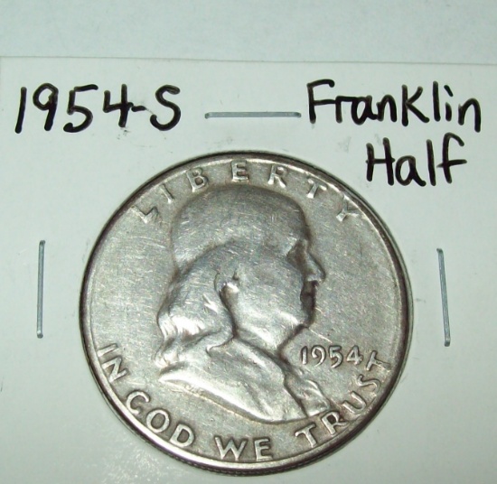 1954-S Franklin Half Dollar Silver Coin