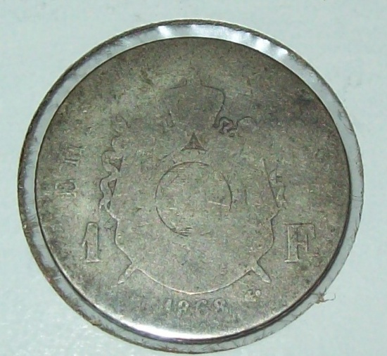 1868  France 1 Franc Silver Coin