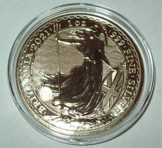 2021 Britannia Great Britain 1 Oz. .999 Fine Silver Coin 24K Gold Gilded