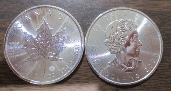 2020 Canada Maple Leaf 1 Troy Oz. .999 Fine Silver $5 Dollar Coin