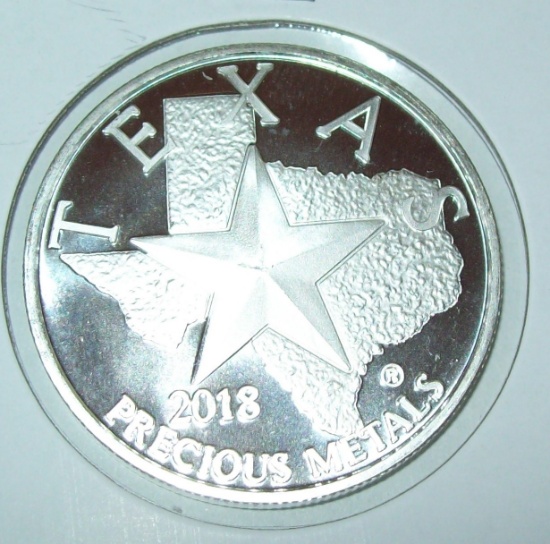 2018 Texas Precious Metals 1 troy oz. .999 Fine Silver Round