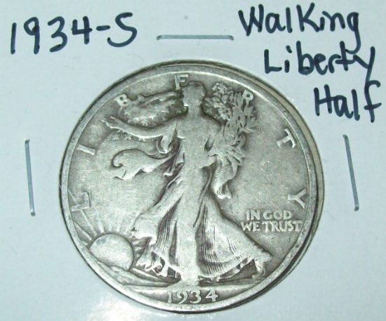 1934-S Walking Liberty Half Dollar Silver Coin