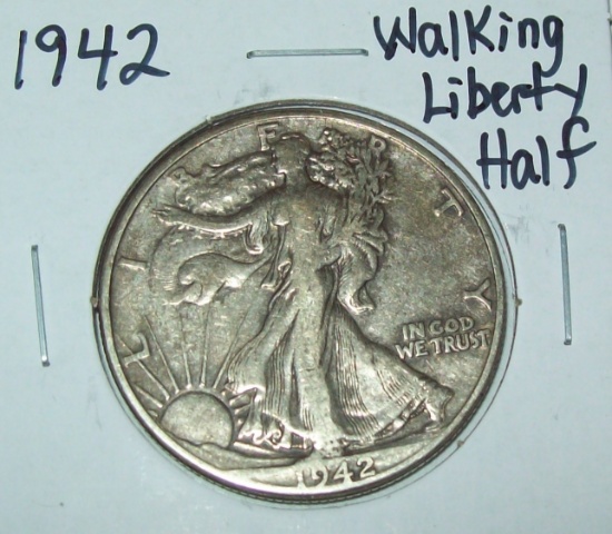 1942 Walking Liberty Half Dollar Silver Coin