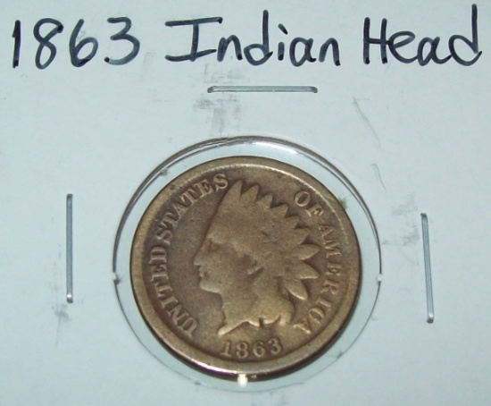 1863 Indian Head Cent Penny Coin