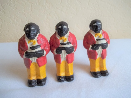 3 Cast Iron Black Americana Mini Moses Butler Paperweight Figurine Figure