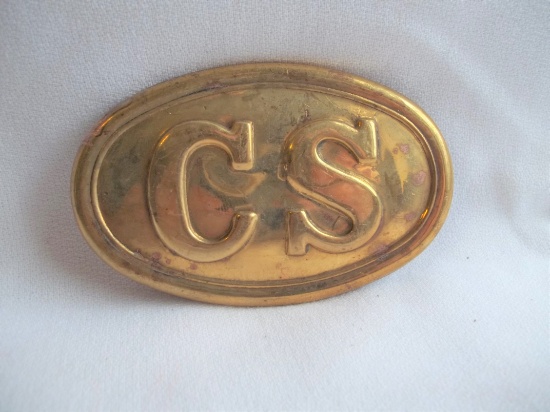 CS Puppy Paw Belt Buckle Plate Army Calvary Civil War Confederate Battlefield Solid Brass