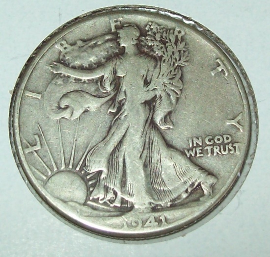 1941 Walking Liberty Half Dollar 90% Silver Coin
