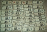 Lot of Currency 43 $1 Silver Certificates 3- $2 Red Seal Notes 1 1928 $5 Bill