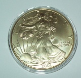 2001 American Silver Eagle 1 troy oz. .999 Fine Silver Dollar Coin 24K Gold Gilded