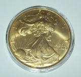 1999 American Silver Eagle 1 troy oz. .999 Fine Silver Dollar Coin 24K Gold Gilded
