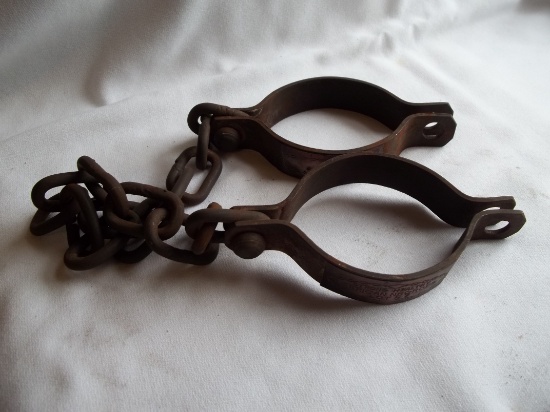 Iron Chain & Leg Shackles Cuffs WW Wilber African Slave Seller 1806 Lot #57 Cuffs