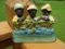 Cast Iron Hubley Black Americana 3 Boys on Fence Eating Melon Doorstop
