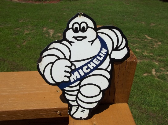 Porcelain Michelin Man Door Push Sign 8 1/2 Inches Tall