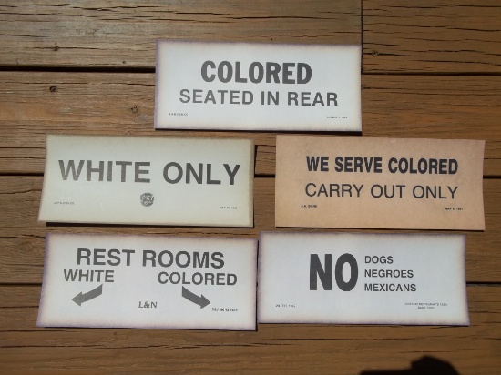 Lot of 5 Black American Paper Segregation Signs L&N Railroad Rest Rooms