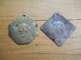 2 Copper Brass Slave Tags Charlotte 1856 Porter & Charleston 1856 Porter