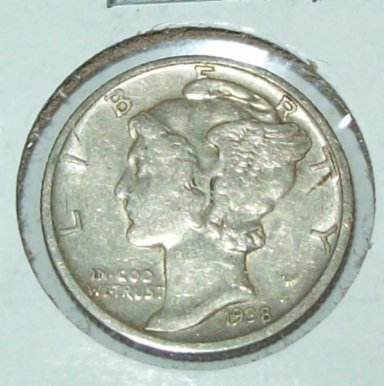 1938-D Mercury Dime Silver Coin XF