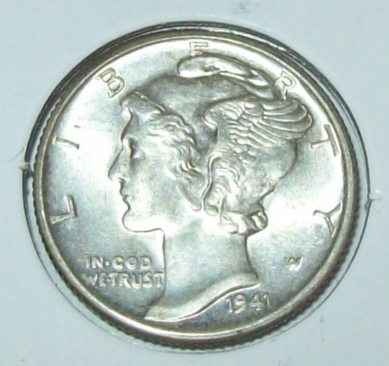 1941-D Mercury Dime Silver Coin BU