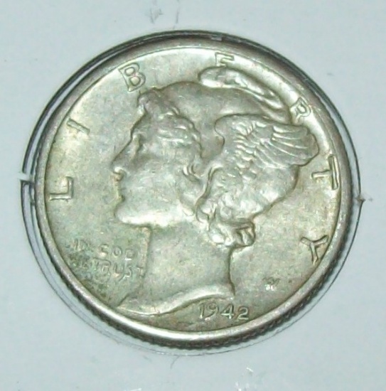 1942-D Mercury Dime Silver Coin AU