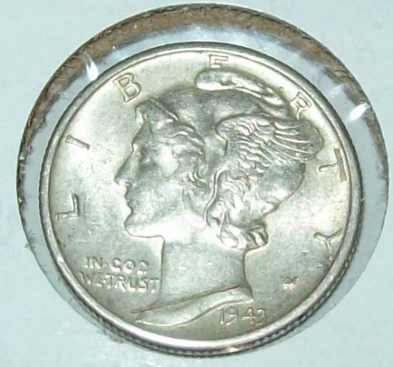 1943-D Mercury Dime Silver Coin BU