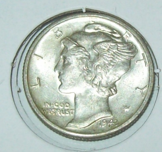 1943-S Mercury Dime Silver Coin BU
