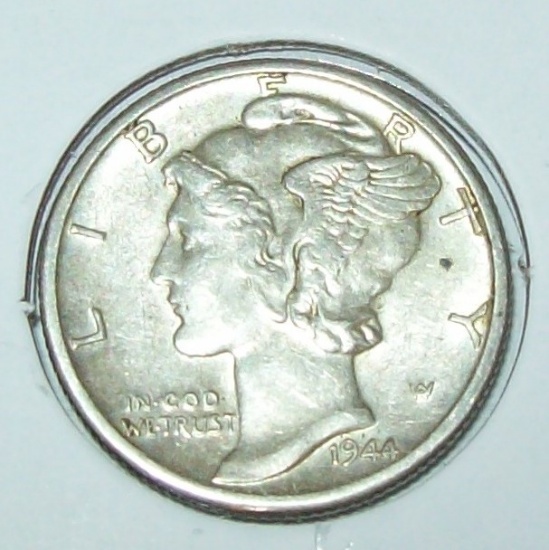 1944-D Mercury Dime Silver Coin AU
