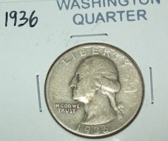1936 Washington Silver Quarter Coin