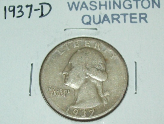 1937-D Washington Silver Quarter Coin