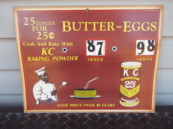 Cardboard Advertising Black Americana KC Baking Powder Butter Eggs Dial Sign
