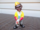 Cast Iron Black Americana Black Boy Catching A Chicken Coin Money Bank
