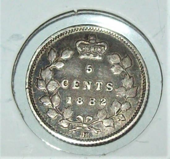 1882-H Canada 5 Cent Silver Coin
