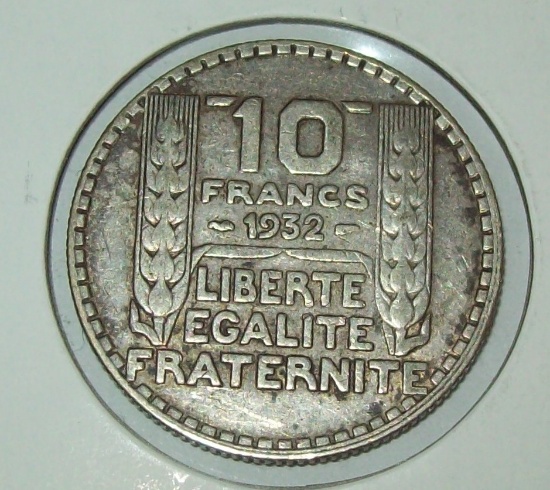 1932 France 10 Francs Silver Coin KM 878