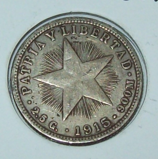 1915 Cuba 10 Centavos Silver Coin Libertad Diez