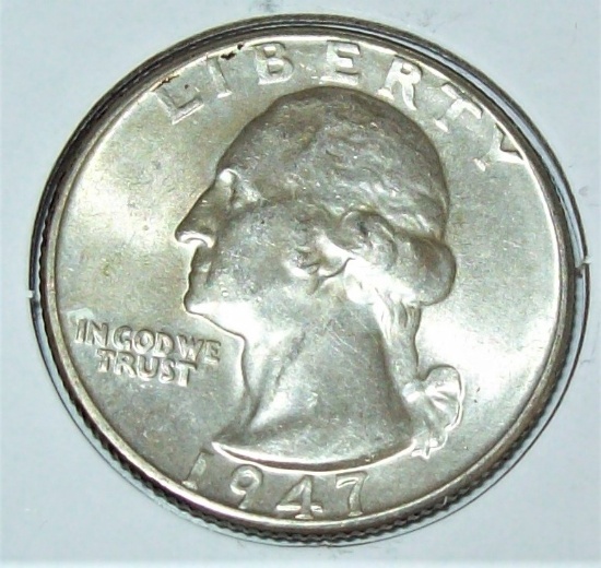 1947-D BU Uncirculated Washington Quarter Silver Coin