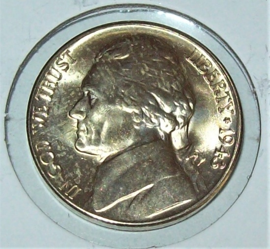 1943-D BU Full Steps Silver Jefferson War Nickel Coin