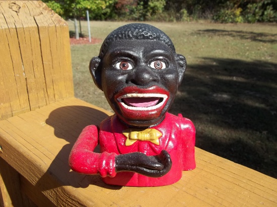 Cast Iron Mechanical Bank Jolly Negro Bank John Harper & Co England Black Americana