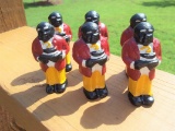 Lot Of 6 Cast Iron Small Uncle Moses Black Americana Butler Paperweights Figurines Figure