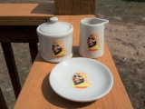 Aunt Jemima Ceramic Condiment Set Sugar Creamer & Butter Pat Plate