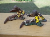Lot Of 2 Cast Iron Black Boy & Snapping Alligator Bottle Openers Opener