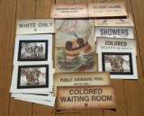 Large Assortment Of Black Americana Paper Signs Prints Segregation Signs Etc.