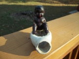 Cast Iron Black Americana Boy On A Chamber Pot