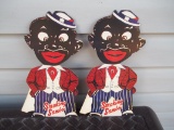 2 Black Americana Smoking Sambo Cardboard Paper Cut-Out Stand-Up