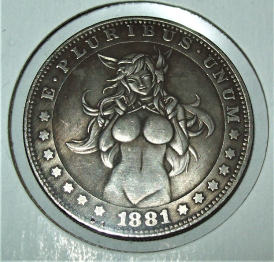 1881-CC Hobo Morgan Dollar Fantasy Coin Topless Vixen