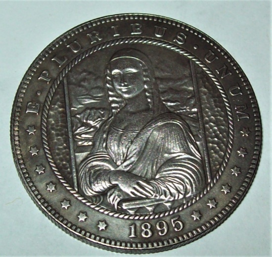 1895 Hobo Morgan Dollar Fantasy Coin Mona Lisa