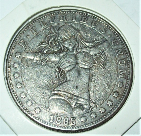 1885-S Hobo Morgan Dollar Fantasy Coin Busty Bikini Girl