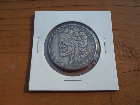 1893 Skeleton Face Liberty Hobo Morgan Dollar Fantasy Coin