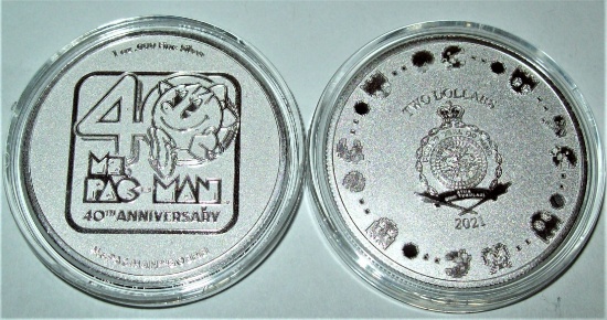 2021 Niue 1 oz. Silver $2 Ms.PAC-MAN™ 40th Anniversary BU Coin in Capsule