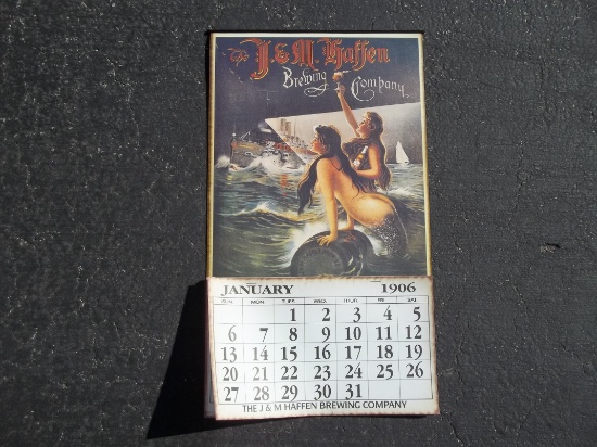 J&M Haffen Brewing Company 1906 Calendar with Mermaid Ladies on Front