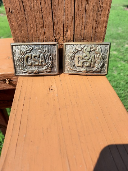2 Different Brass CSA Belt Buckles