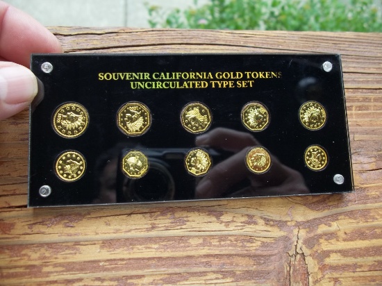 1 Set Of Souvenir California Gold Tokens Uncirculated Type Set 10 Tokens In Case
